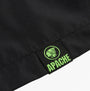Apache OTTAWA Mens Waterproof Coat Black detail view of the label with logo in green on black fabric.