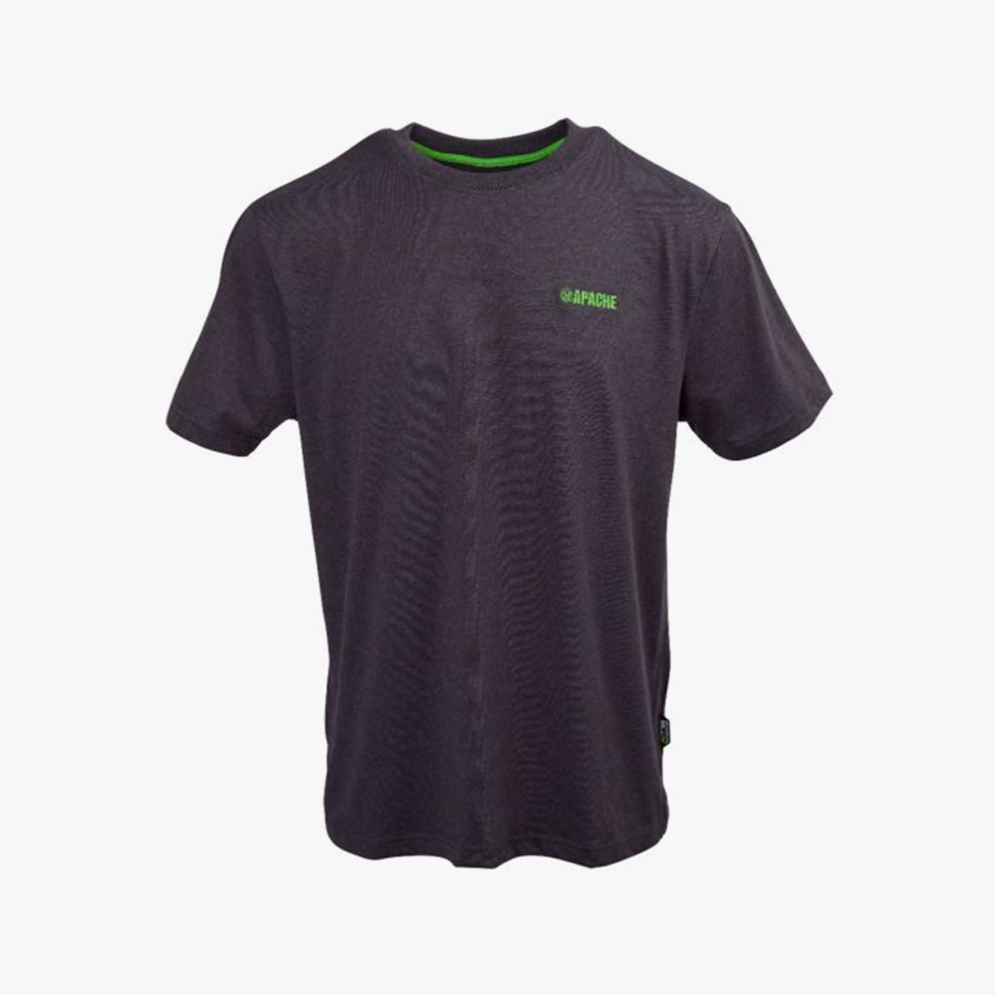 Apache VANCOUVER Mens T Shirt Grey front view with green detailing and round neckline in a polcotton blend.