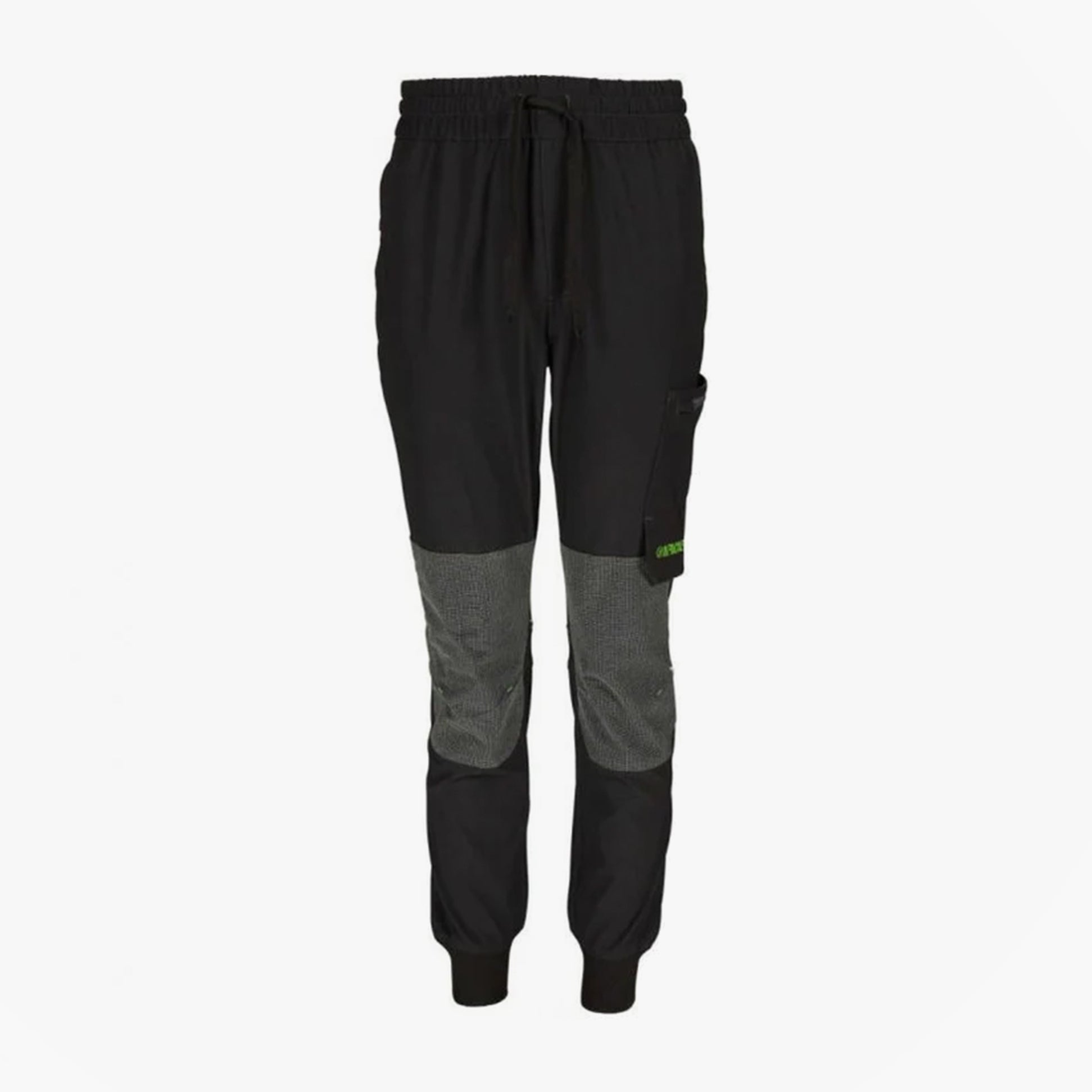 Apache WATSON Mens Workwear Joggers Black Grey front view with elasticated waist and cargo pocket