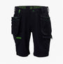 Apache WHISTLER Mens Workwear Shorts Black front view with multi-pocket features and green accents.