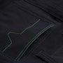Detail view of Apache WHISTLER Mens Workwear Shorts Black showing the multi-pocket design with green stitching.