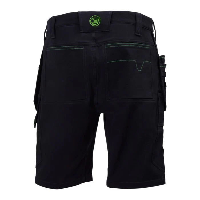 Apache WHISTLER Mens Workwear Shorts Black back view showcasing multi-pocket design and lightweight fabric.