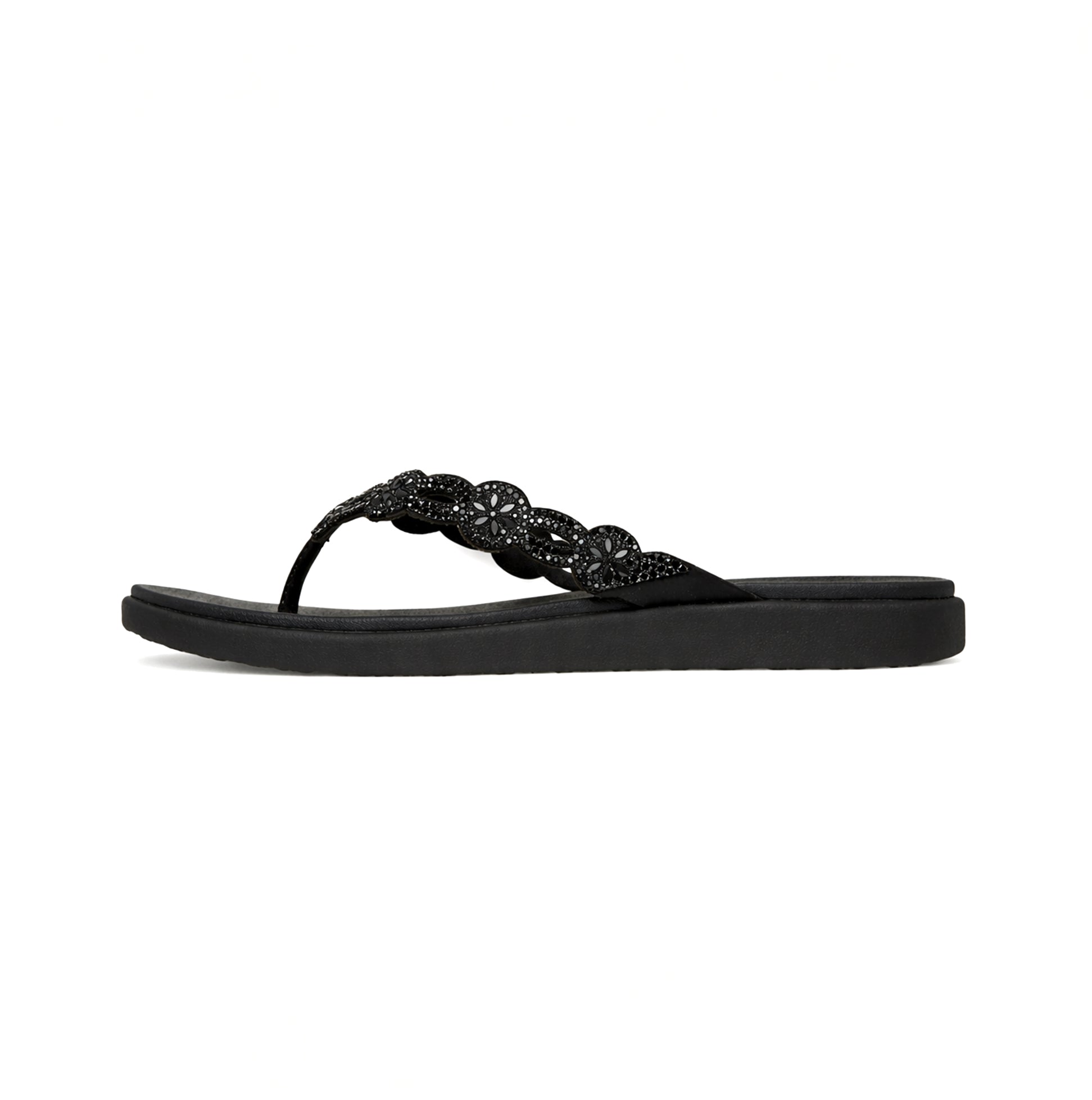Skechers MEDITATION LUXE - DAZZLING FO Womens Toe-Post Sandals Black