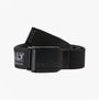 Dewalt PROBELT Mens Belt Black side view showcasing durable polyester material and sturdy buckle design.