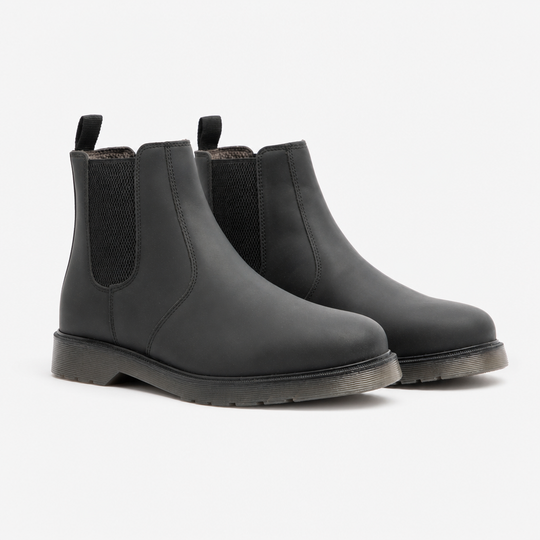 STB ELLIS Unisex Leather Air Cushioned Dealer Boots Waxy Black