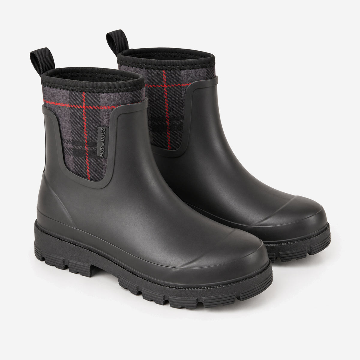 Mud Dogs BROOKE Womens Ankle Neoprene Wellies Black Check