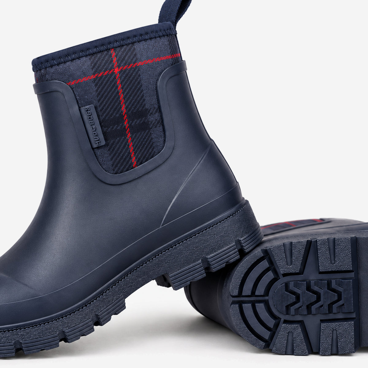 Mud Dogs BROOKE Womens Ankle Neoprene Wellies Blue Check