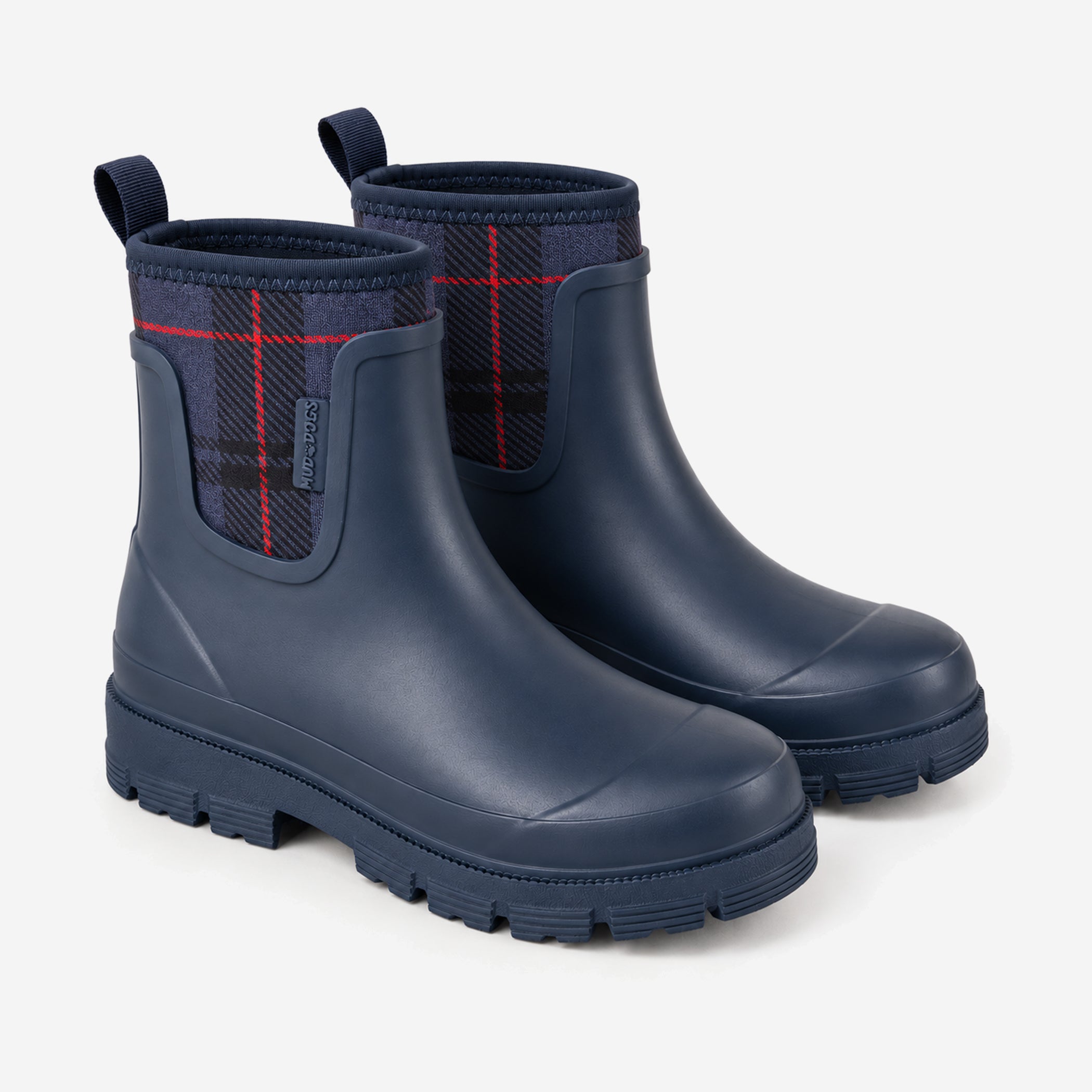 Mud Dogs BROOKE Womens Ankle Neoprene Wellies Blue Check