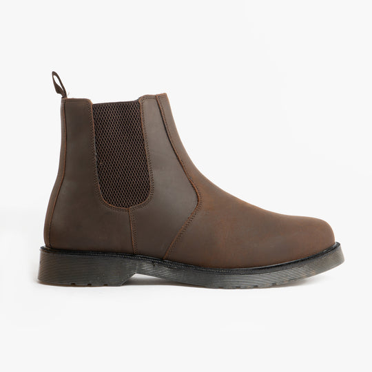 STB ELLIS Unisex Leather Air Cushioned Dealer Boots Waxy Brown