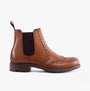 Band Wagon ELGIN Mens Chelsea Boots Tan side view showing leather upper and block heel design.