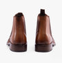 Band Wagon ELGIN Mens Chelsea Boots Tan rear view with leather upper and block heel