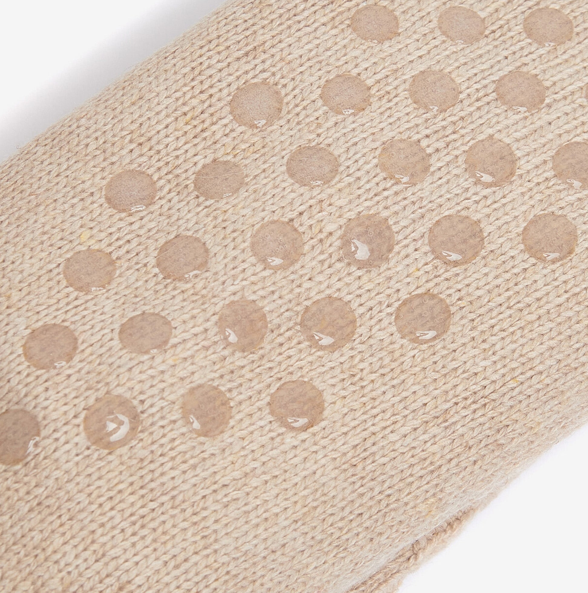 Barbour CABLE KNIT LOUNGE Socks Womens Socks Oatmeal detail view showing non-slip dots on sole