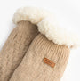 Barbour CABLE KNIT LOUNGE Socks Womens Socks Oatmeal top view showcasing soft fleece cuff and textured knit design.