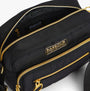 Barbour B.INTL QUALIFY Womens Crossbody Bag Black detail view of zippers and lining.