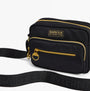 Barbour B.INTL QUALIFY Womens Crossbody Bag Black, front view with adjustable strap and zipped pockets.