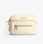 Barbour B.INTL QUALIFY Womens Crossbody Bag Light Pearl front view with zip closure and gold accents