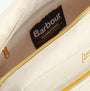Barbour B.INTL QUALIFY Womens Crossbody Bag Light Pearl interior detail view showing lining and tag