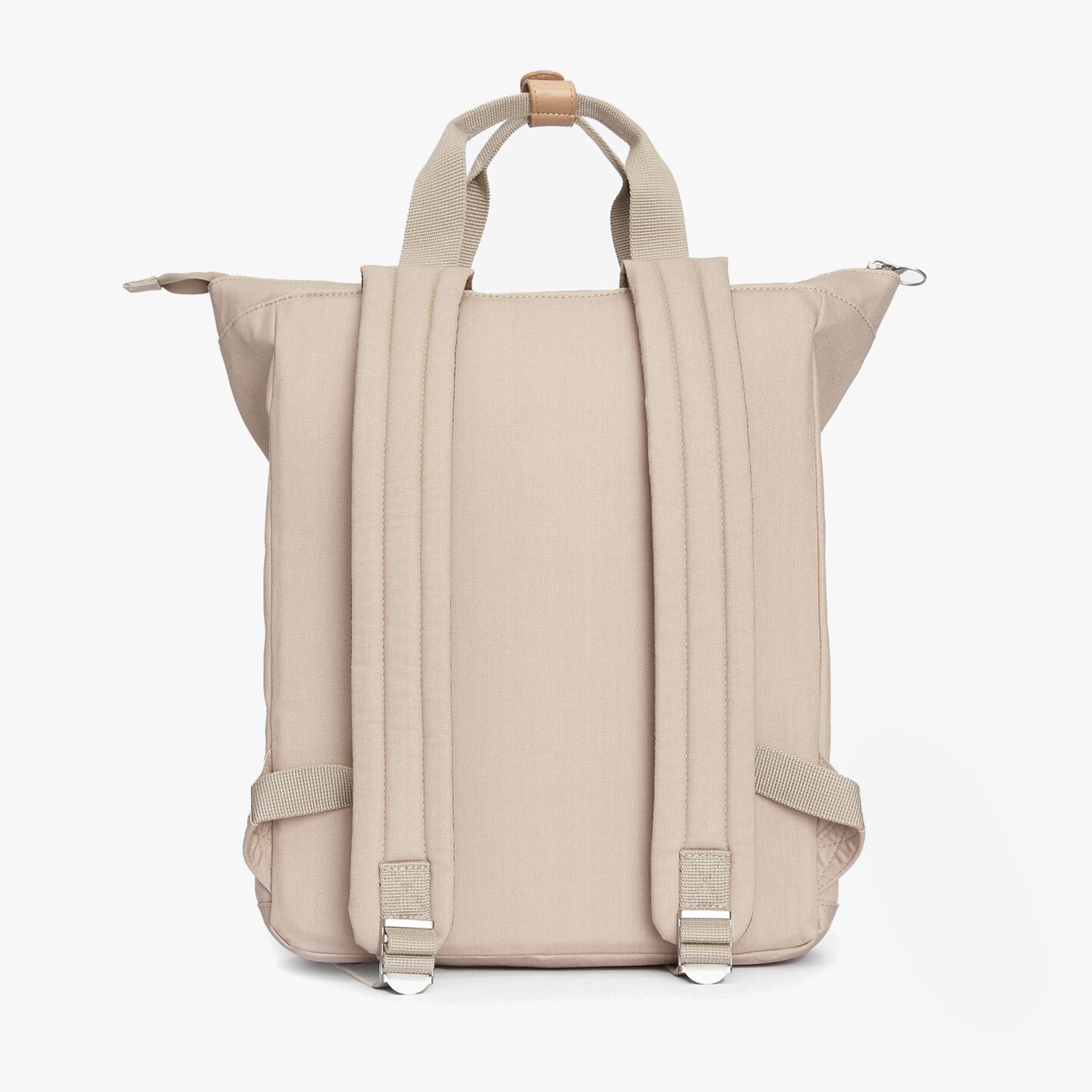 Barbour OLIVIA Womens Backpack Light Sand, back view showcasing adjustable straps and cotton material.