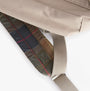 Barbour OLIVIA Womens Backpack Light Sand detail view showing adjustable shoulder strap and lining pattern.
