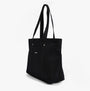 Barbour OLIVIA Womens Tote Bag Black side view, featuring adjustable straps and a sleek design.