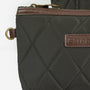 Detail view of Barbour QUILTED Womens Tote Bag Olive showcasing the quilted texture and leather-look handle.