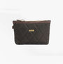 Barbour QUILTED Womens Tote Bag & Purse Olive front view with zip closure and diamond quilted detail