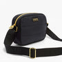 Barbour MONACO QUILT Womens Crossbody Bag Black side view with zip closure and adjustable strap.