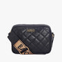 Barbour QUILTED SLOANE Womens Crossbody Bag Black front view with adjustable strap and quilted design