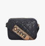 Barbour QUILTED SLOANE Womens Crossbody Bag Black side view with adjustable strap and logo detail.