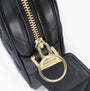 Barbour QUILTED SLOANE Womens Crossbody Bag Black detail view showing zip closure and logo
