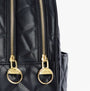 Barbour QUILTED UXBRIDGE Womens Backpack Black detail view of zippers.