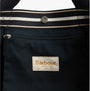 Barbour LOGO Womens Holiday Tote Bag Navy/Stone detail view of interior zip pocket and logo