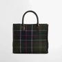 Barbour BARRHILL TARTAN Womens Tote Bag Classic Tartan front view showcasing elegant classic tartan design and sturdy leather handles.