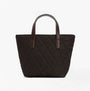Barbour MINI QUILTED Womens Tote Bag Olive front view with brown handles and quilted design.