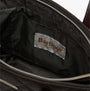 Barbour MINI QUILTED Womens Tote Bag Olive interior view showing zip closure and fabric lining with the Barbour logo.