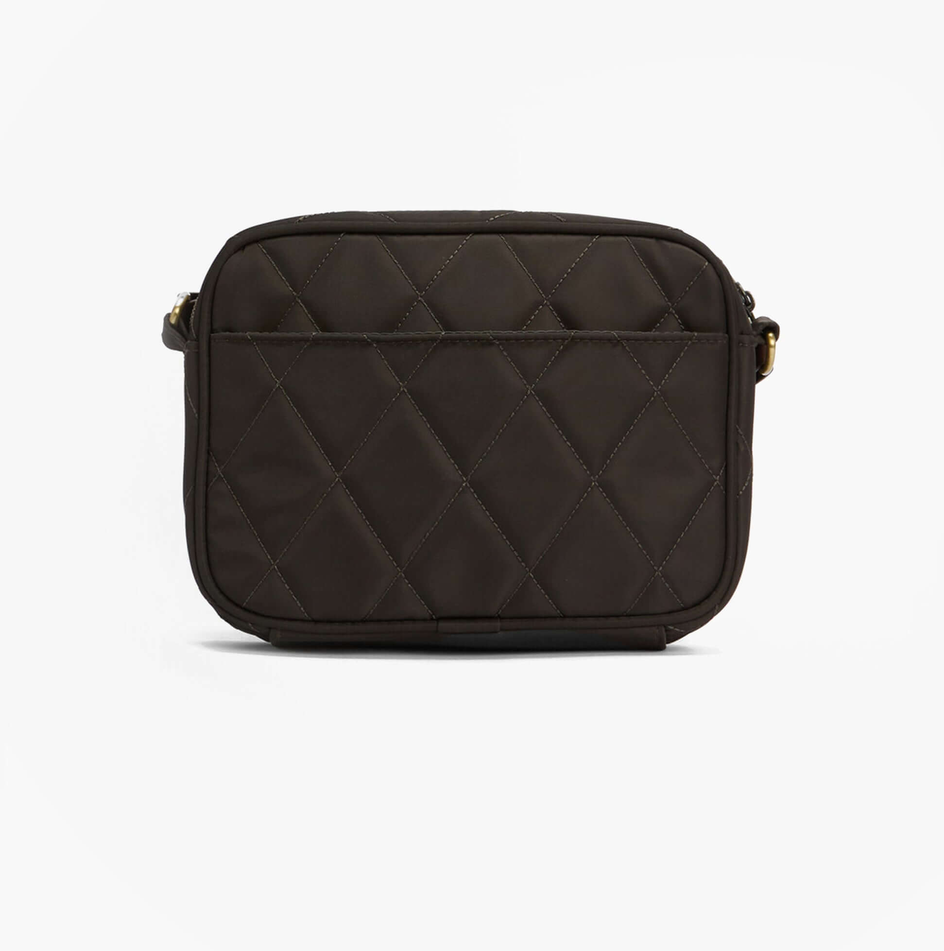 Barbour QUILTED Crossbody Bag Womens Olive front view showing quilted design and zip closure