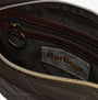 Barbour QUILTED Crossbody Bag Womens Olive interior detail view with zip and logo