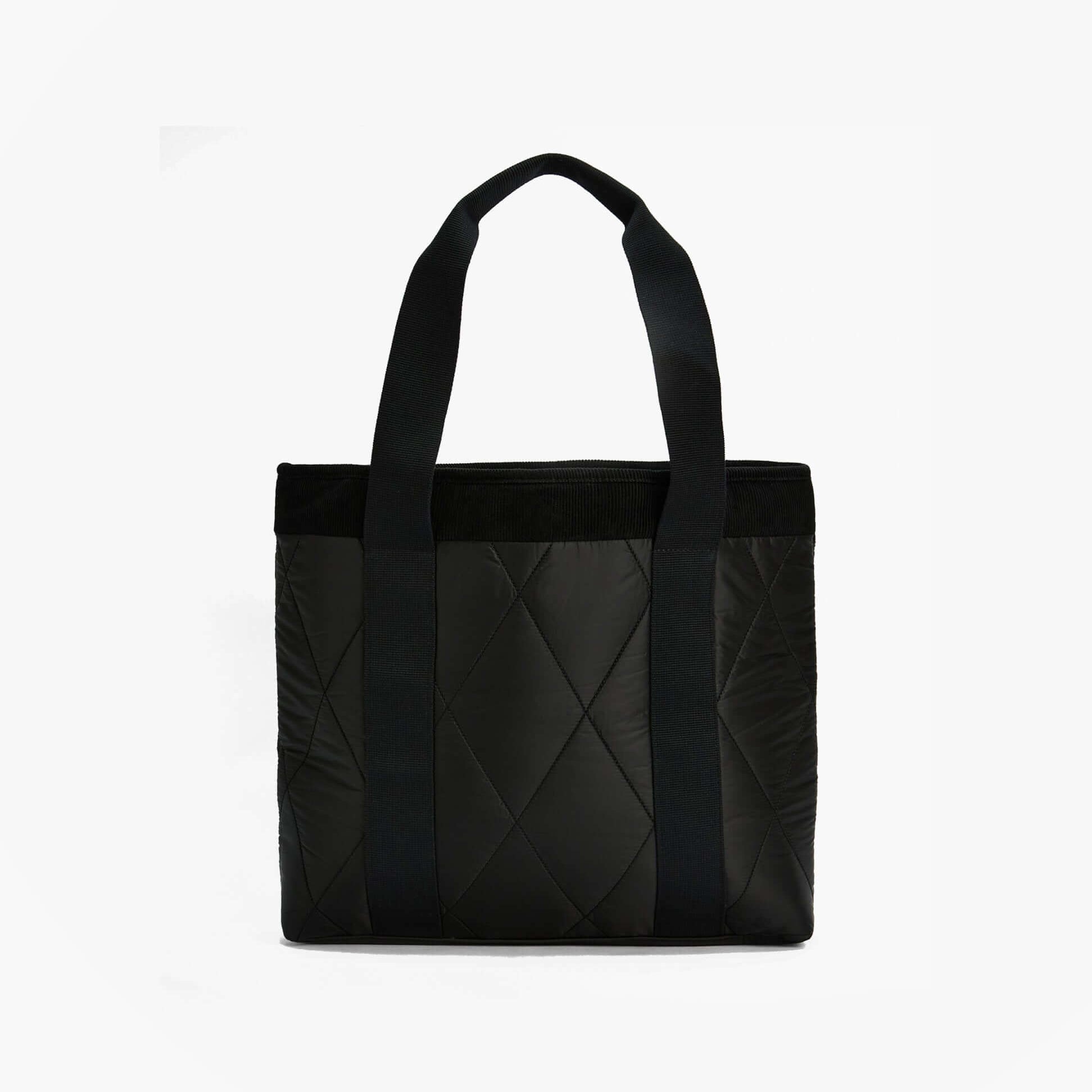Barbour HEALY Tote Bag Womens Tote Bag Black/Ancient front view showing quilted design and sturdy handles.
