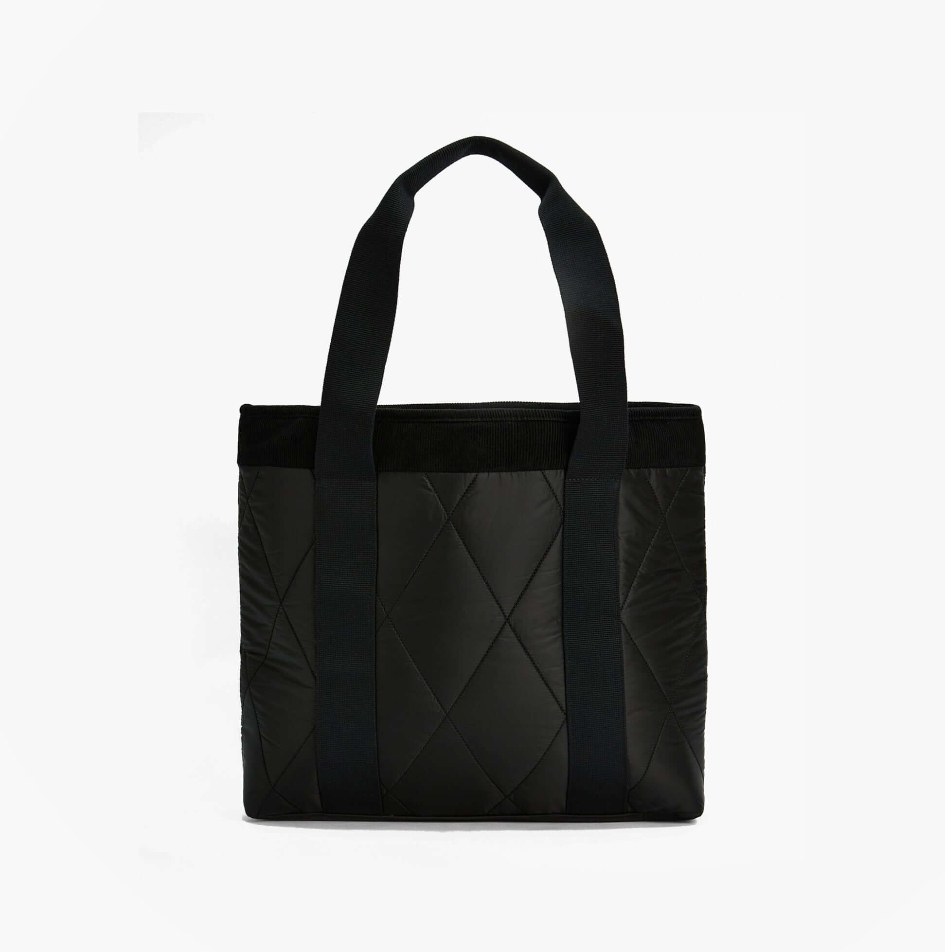 Barbour HEALY Tote Bag Womens Tote Bag Black/Ancient front view showing quilted design and sturdy handles.