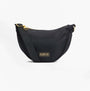 Barbour QUALIFY Womens Sling Bag Black side view with gold hardware and adjustable strap.