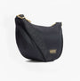 Barbour QUALIFY Womens Sling Bag Black side view with adjustable strap and zip closure.
