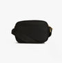 Barbour B.INTL MICRO QUALIFY Womens Crossbody Bag Black side view showcasing adjustable strap and zip detailing.