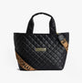 Barbour B.INTL BATTERSEA QUILTED Womens Mini Tote Bag Black front view with stylish strap and quilted pattern.
