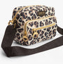 Barbour B.INTL BOULEVARD Womens Crossbody Bag Pearl Jaguar side view with leopard print, zipped closure and adjustable strap.