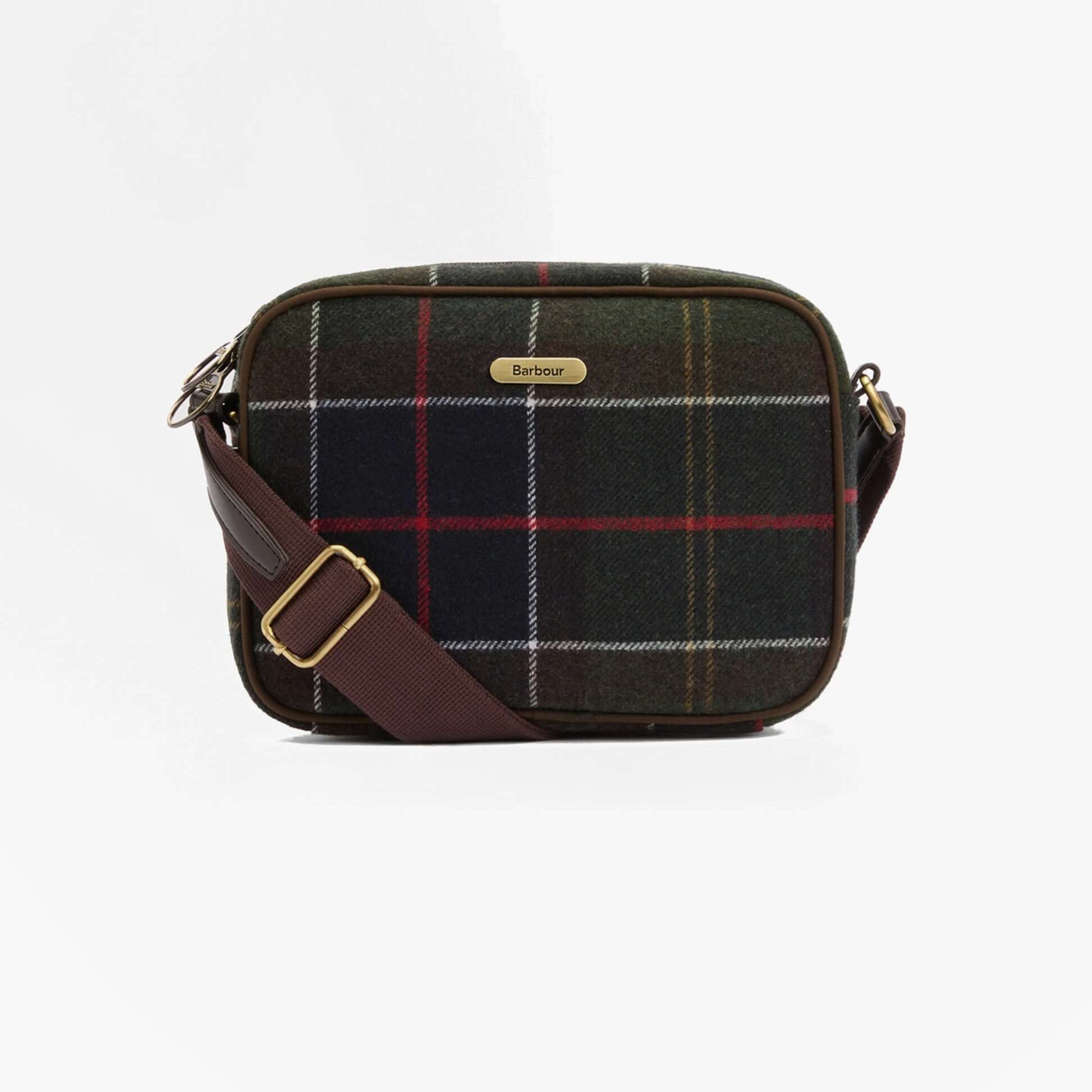 Barbour CULROSS Crossbody Bag Womens Classic Tartan, front view showing tartan pattern and adjustable strap.