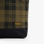 Barbour MYA PATCHWORK Tote Bag Womens Tote Bag Black/Olive Check detail view highlighting logo and fabric pattern.