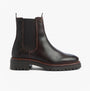 Barbour EVIE Womens Boots Brown side view showcasing leather and nylon upper, elasticated side panel, and block heel.