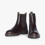Barbour EVIE Womens Boots Brown side view showing leather upper and block heel with elasticated side panels.