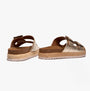 Barbour PAMELA Womens Quilted Sandals Gold Metallic back view showing woven detail and buckle design.