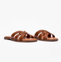 Barbour MIRANDA Womens Sandals Cognac side view showcasing leather upper and flat sole.